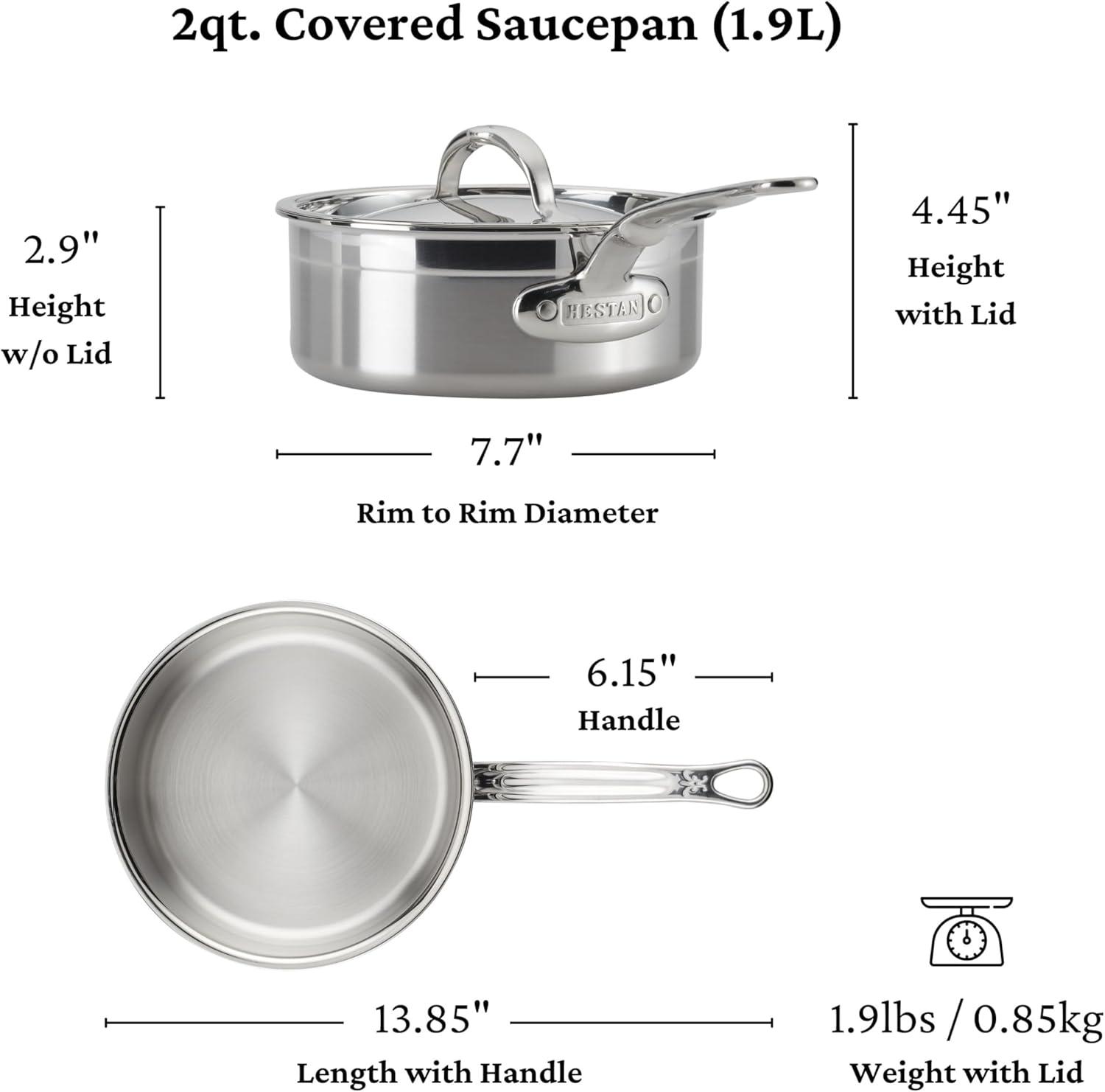 image:imageHestan ProBond Forged Professional Clad Stainless Steel Sauce Pan 2 Quart Induction Compatible