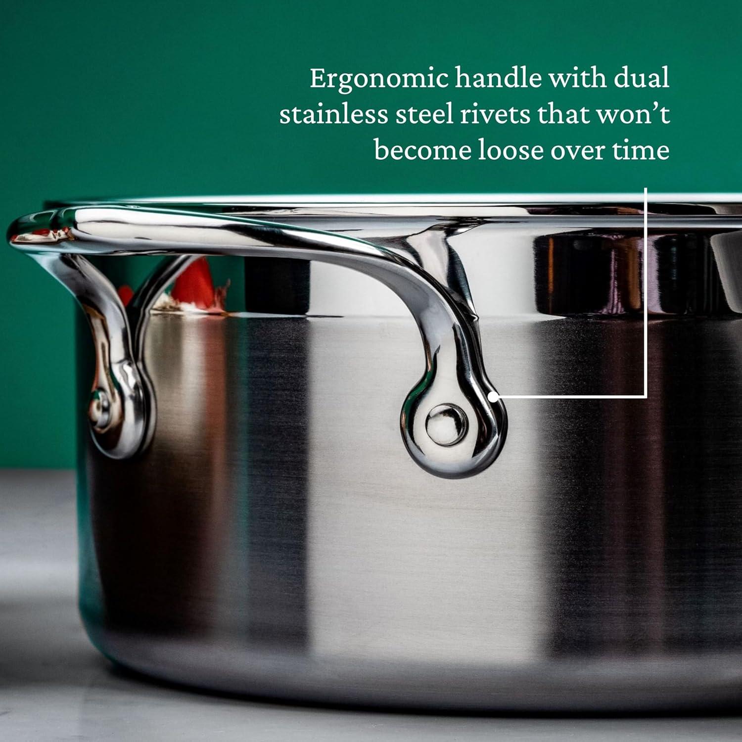 image:imageHestan ProBond Forged Professional Clad Stainless Steel Sauce Pan with Helper Handle 4 Quart Induction Compatible