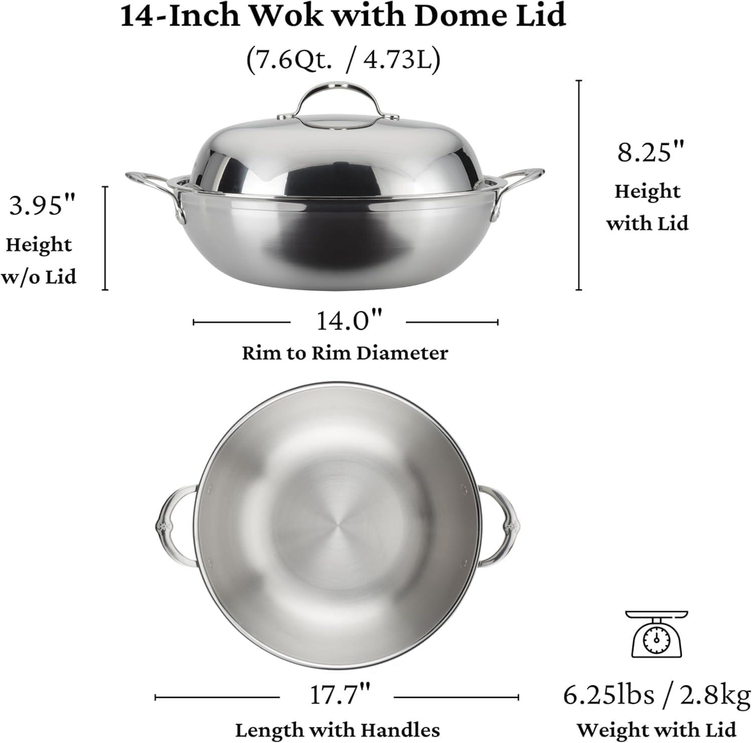 image:imageHestan ProBond Forged Professional Clad Stainless Steel Wok 14Inches Induction Compatible