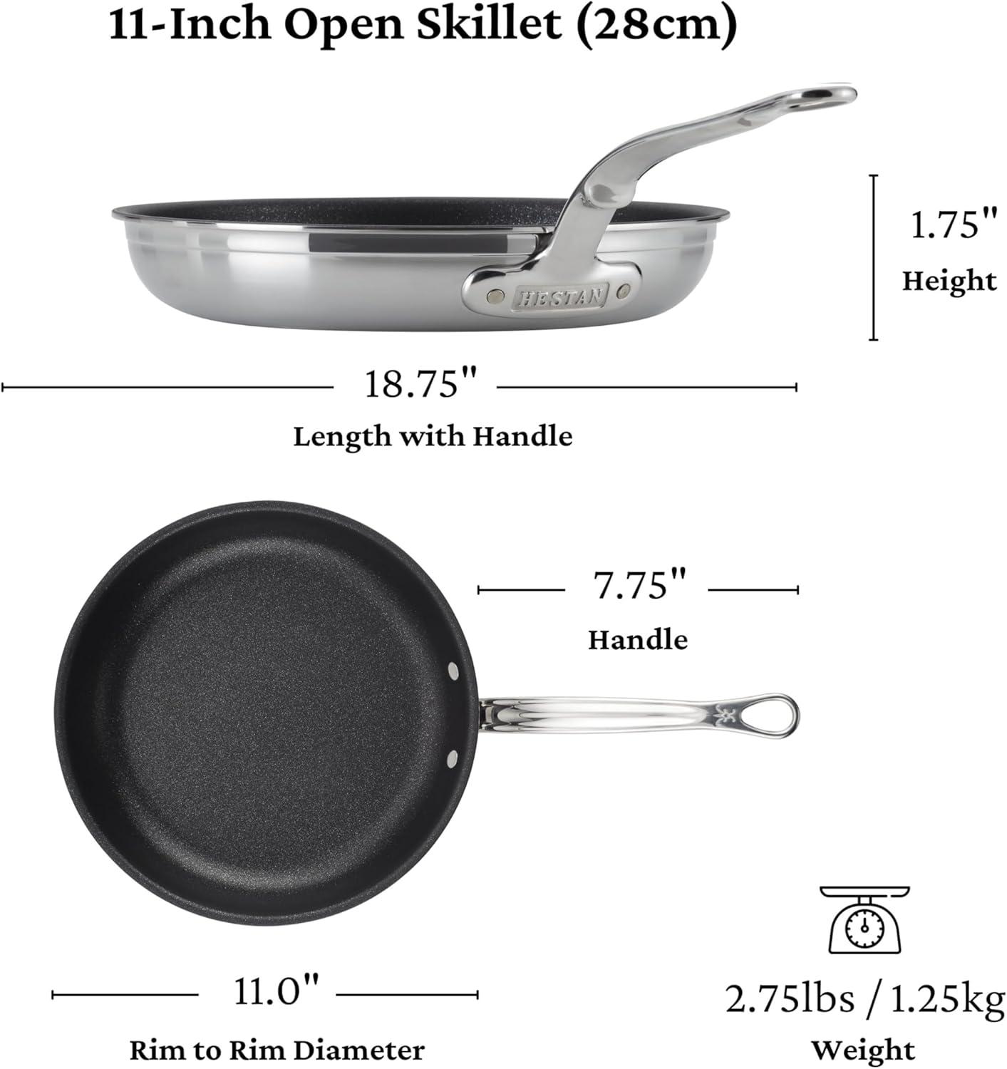 image:imageHestan ProBond Forged TITUM Professional Clad Stainless Steel Nonstick Frying Pan 11Inch Induction Compatible Made without PFOAs11 Frying Pan