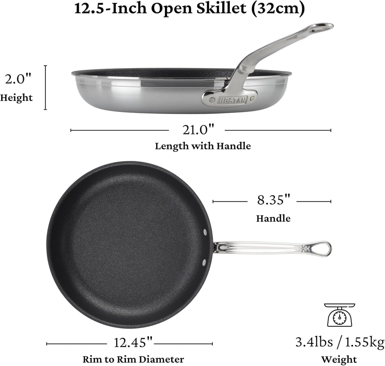 image:imageHestan ProBond Forged TITUM Professional Clad Stainless Steel Nonstick Frying Pan Set 85 amp 11 Induction Compatible Made without PFOAs125 Frying Pan