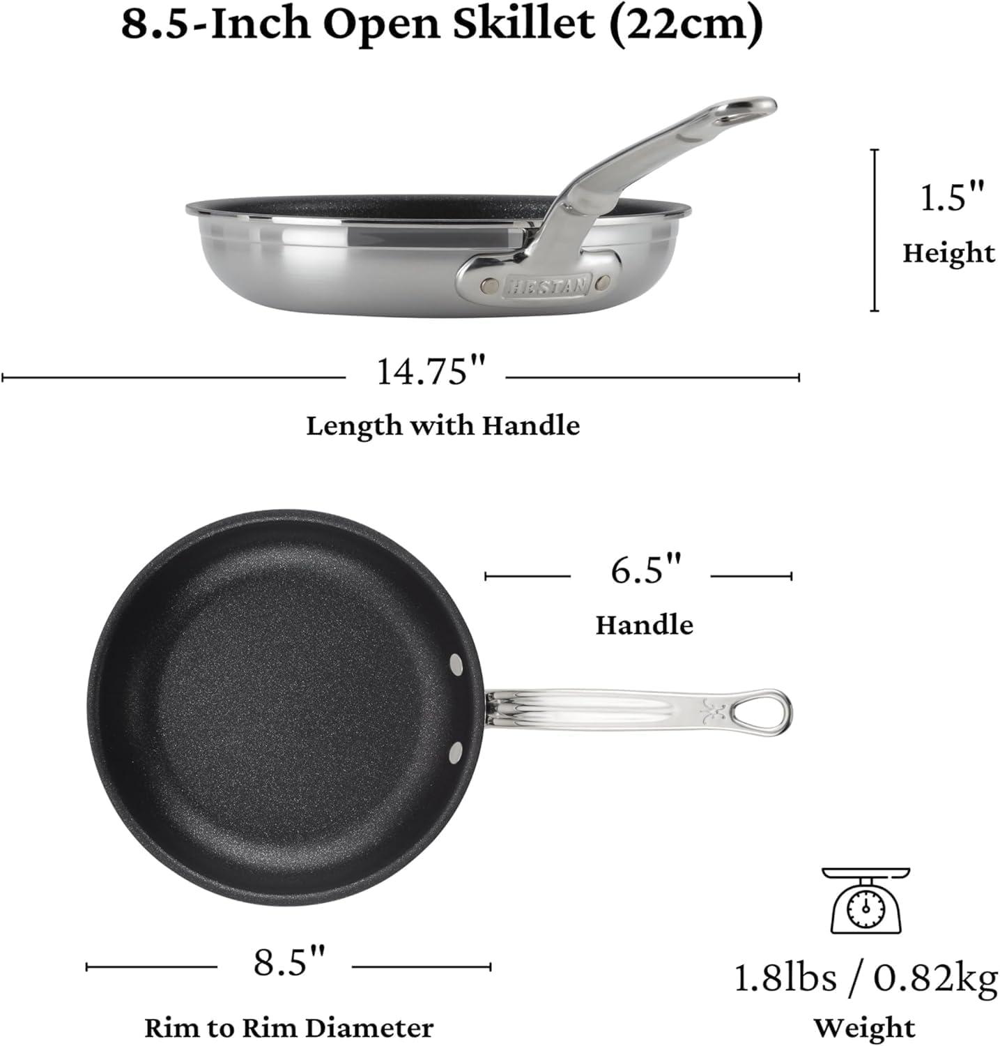 image:imageHestan ProBond Forged TITUM Professional Clad Stainless Steel Nonstick Frying Pan Set 85 amp 11 Induction Compatible Made without PFOAs85 Frying pan