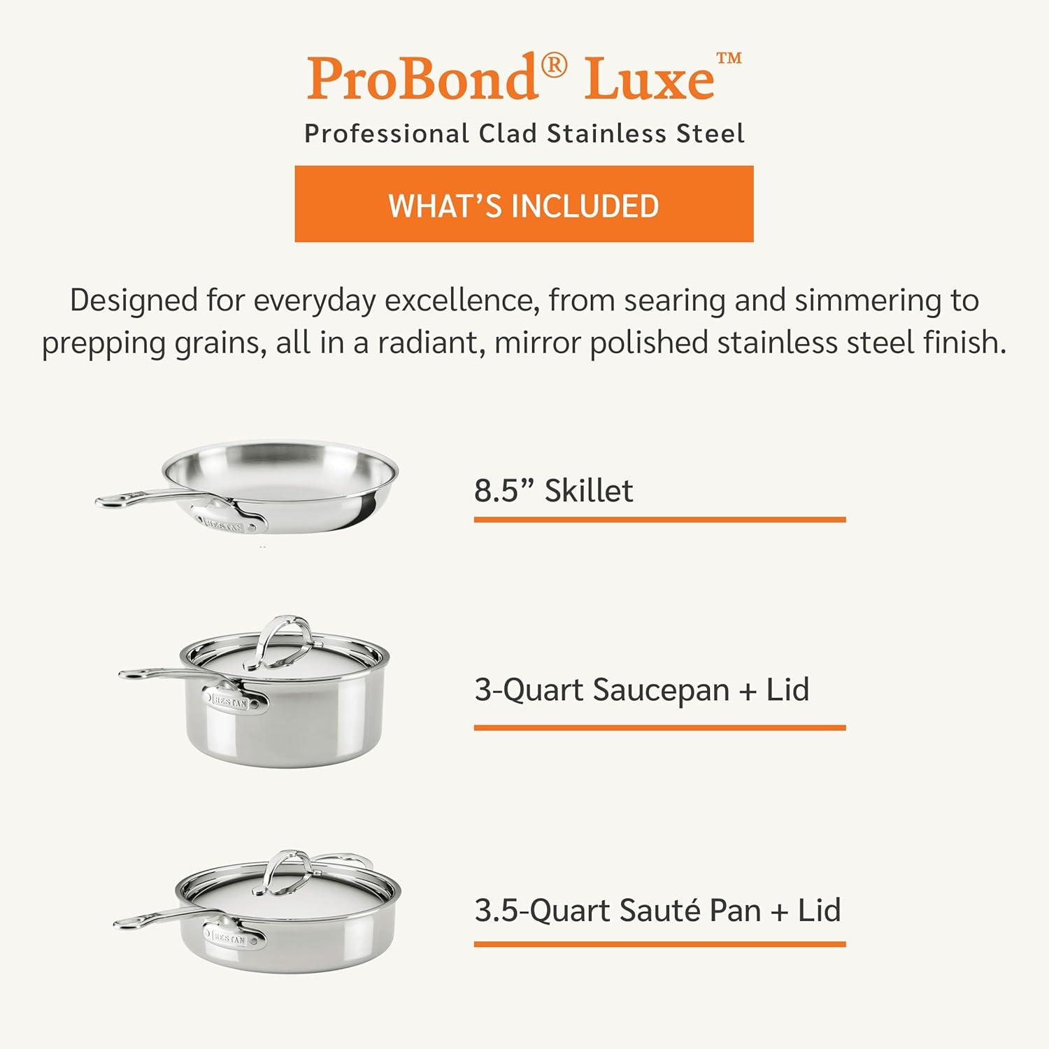 image:imageHestan ProBond Luxe 5Piece Professional Clad Stainless Steel Cookware Set