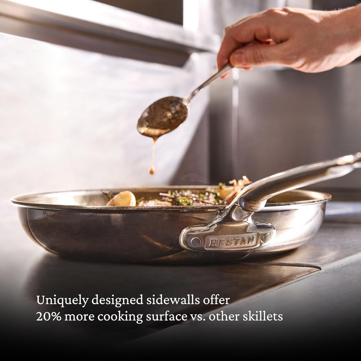 image:imageHestan ProBond Luxe 85Inch Quart Skillet Professional Clad Stainless Steel ProCore TriPly Clad Construction Polished Exterior Induction amp Oven Safe