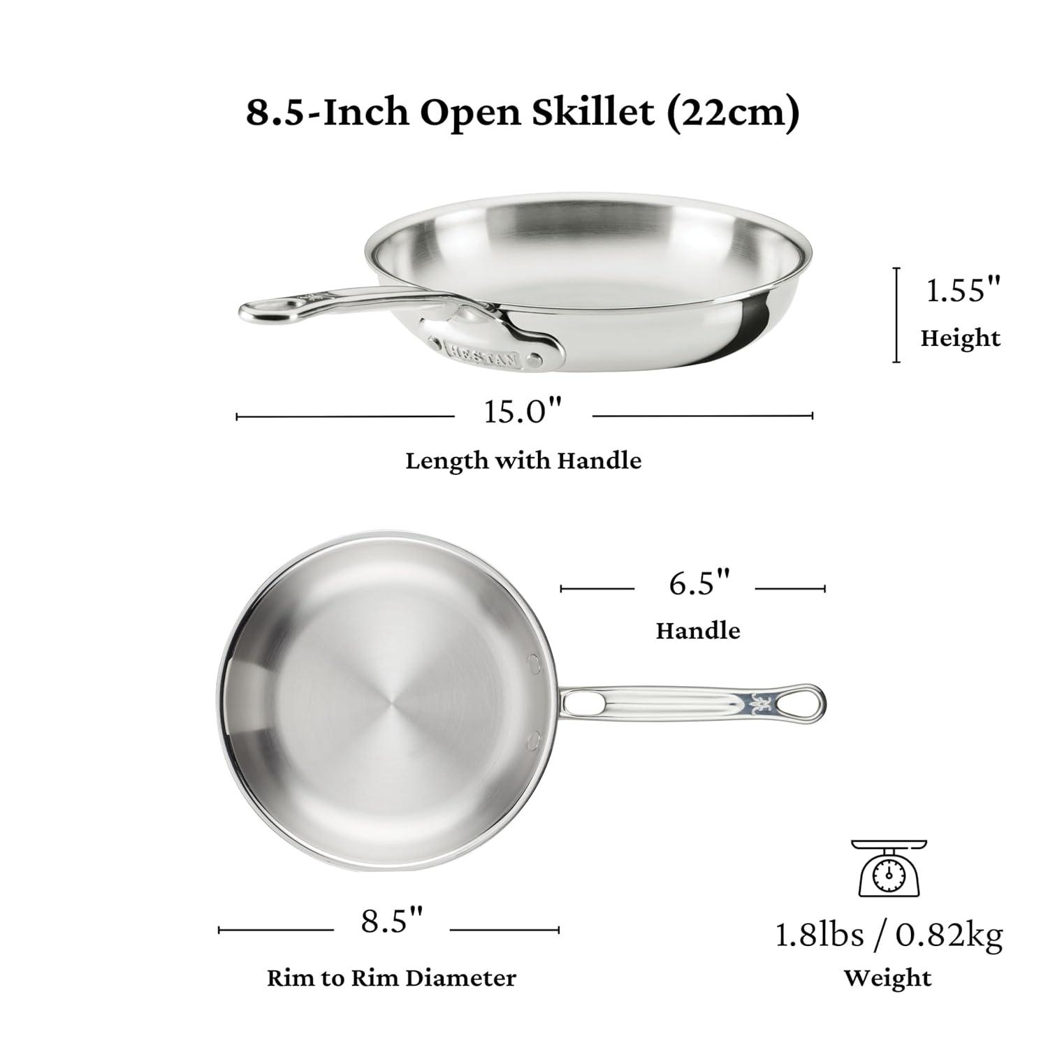 image:imageHestan ProBond Luxe 85Inch Quart Skillet Professional Clad Stainless Steel ProCore TriPly Clad Construction Polished Exterior Induction amp Oven Safe