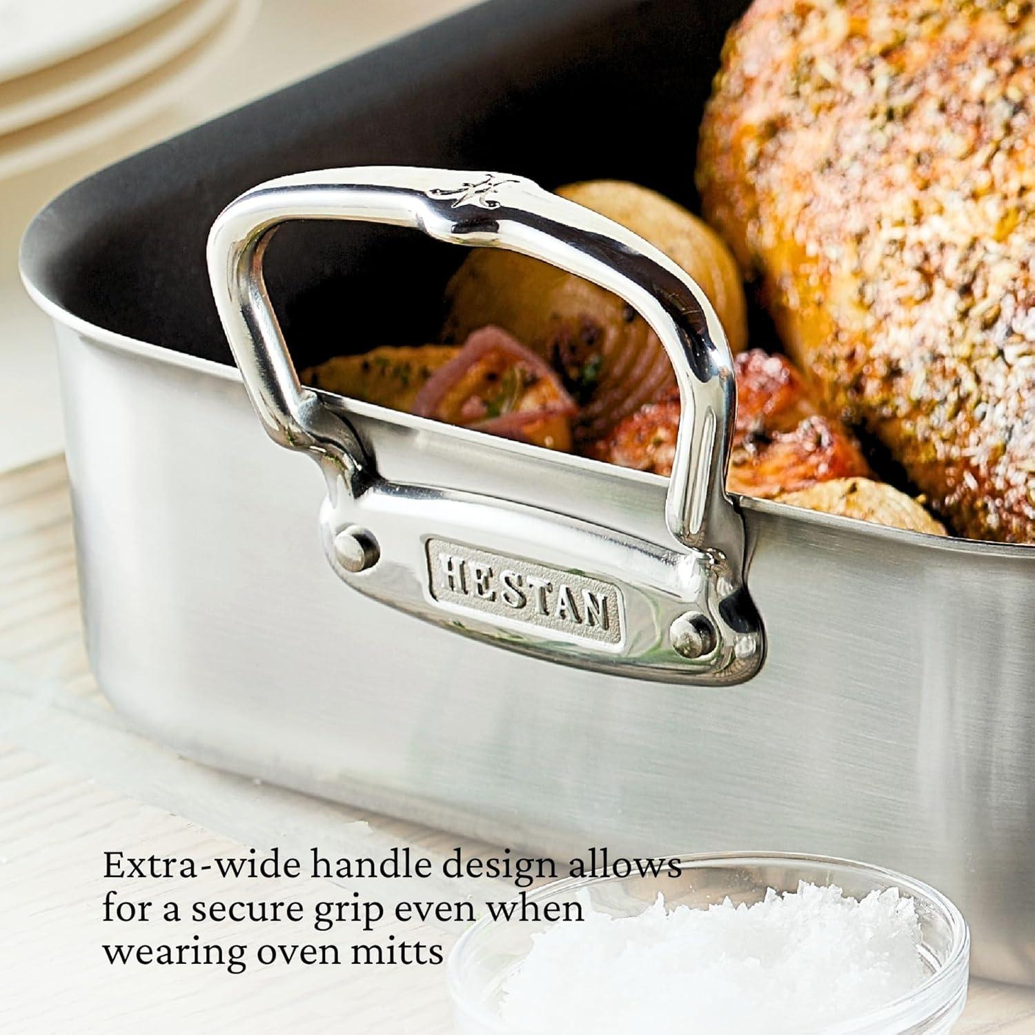 image:imageHestan Provisions 165 Classic Clad Roaster with Stainless Steel RackNonstick Roaster 145inch