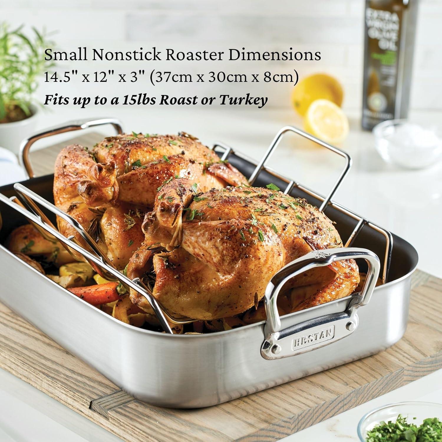 image:imageHestan Provisions 165 Classic Clad Roaster with Stainless Steel RackNonstick Roaster 145inch