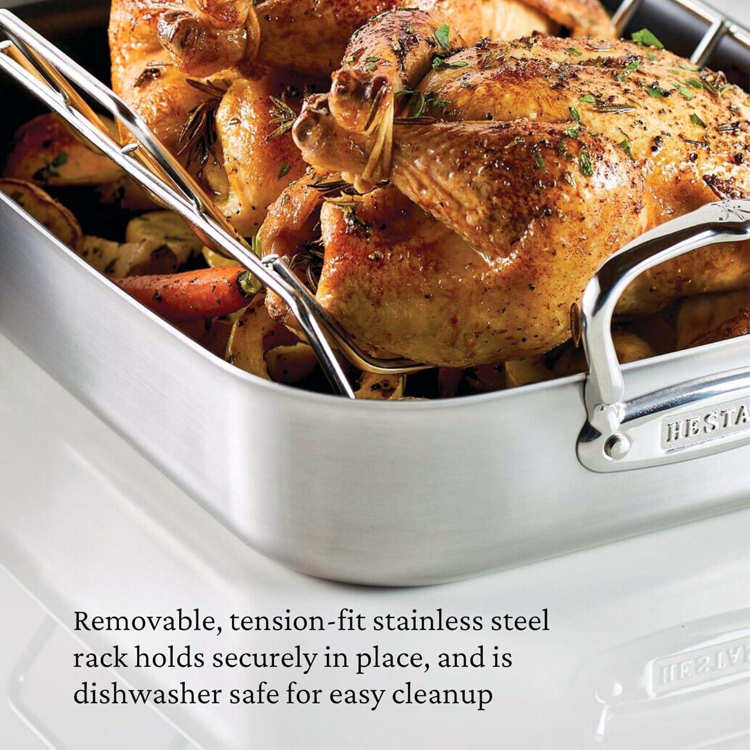 image:imageHestan Provisions 165 Classic Clad Roaster with Stainless Steel RackNonstick Roaster 145inch