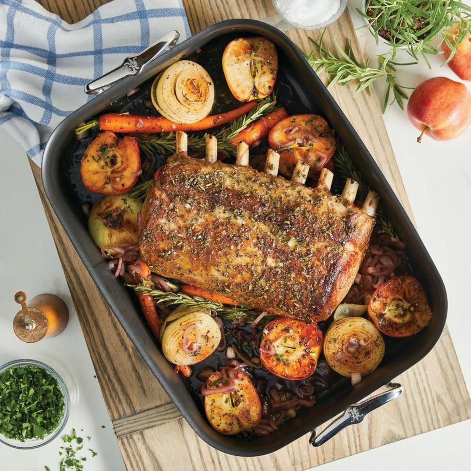 image:imageHestan Provisions 165 Classic Clad Roaster with Stainless Steel RackNonstick Roaster 165inch