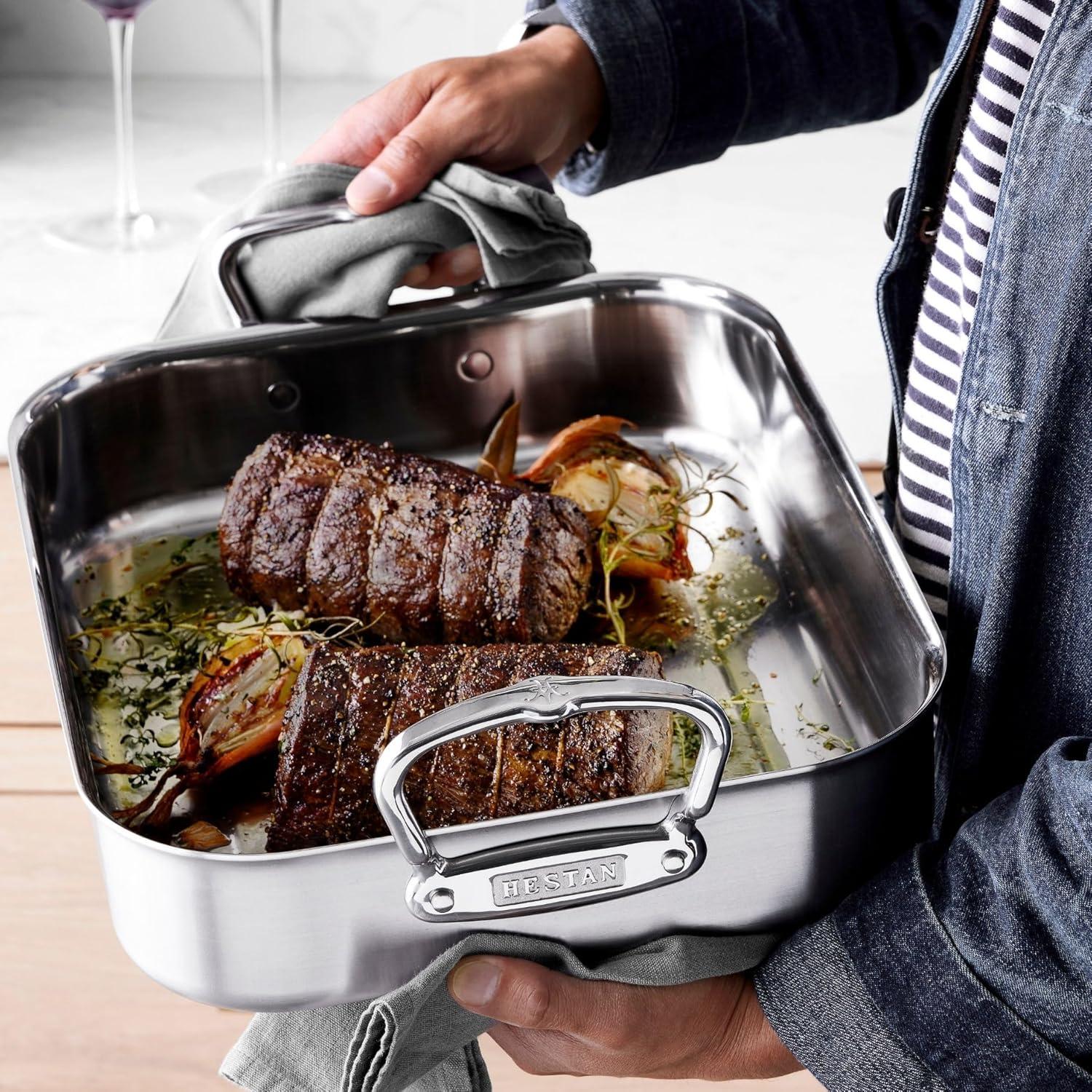 image:imageHestan Provisions 165 Classic Clad Roaster with Stainless Steel RackRoaster 145inch