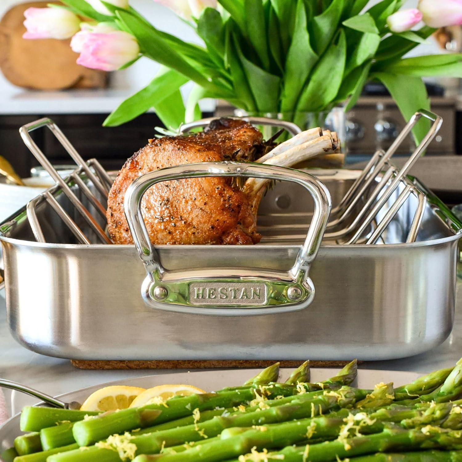 image:imageHestan Provisions 165 Classic Clad Roaster with Stainless Steel RackRoaster 145inch