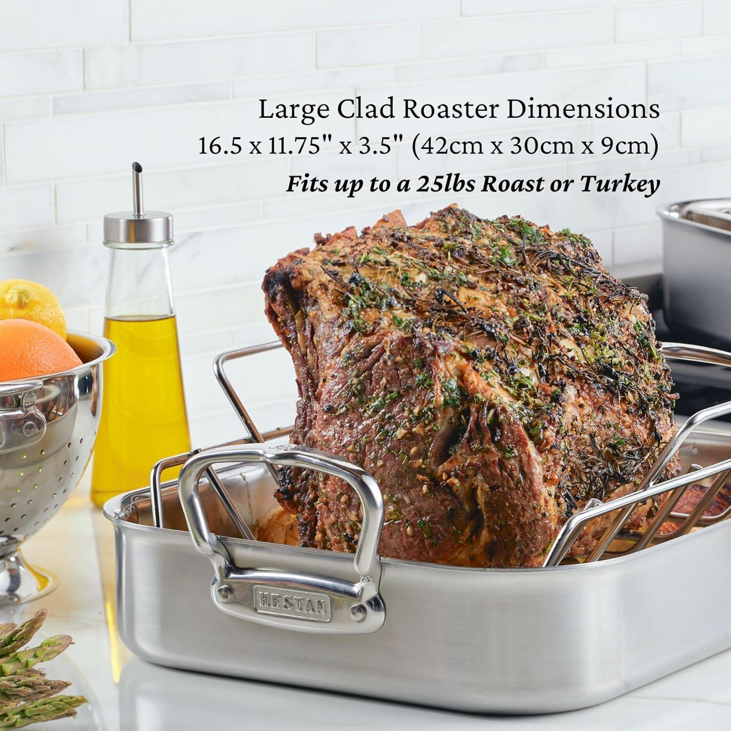 image:imageHestan Provisions 165 Classic Clad Roaster with Stainless Steel RackRoaster 165inch