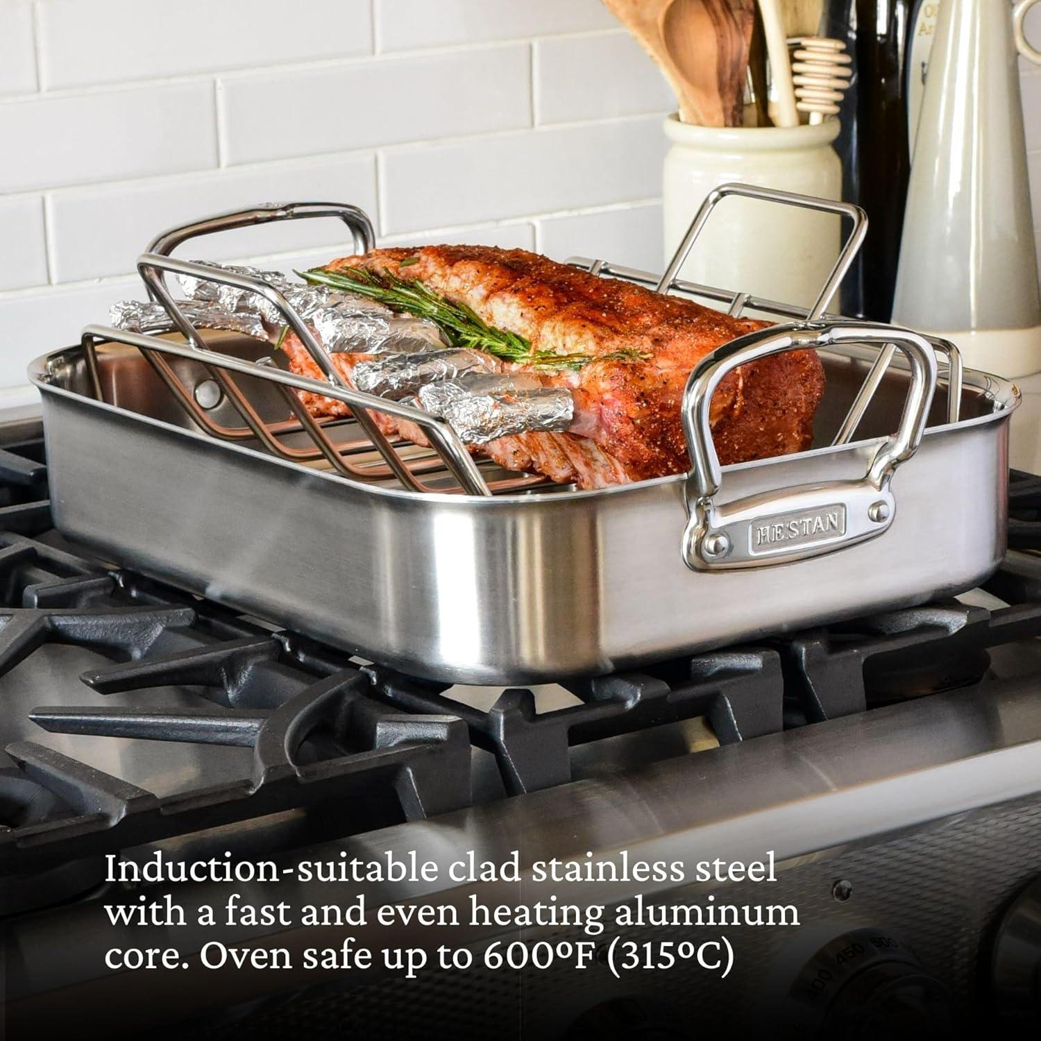 image:imageHestan Provisions 165 Classic Clad Roaster with Stainless Steel RackRoaster 165inch
