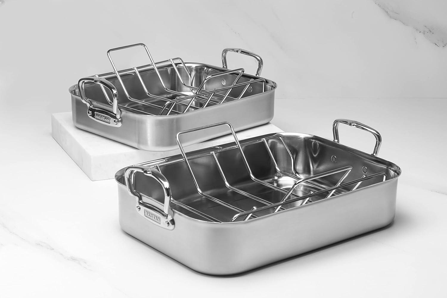 image:imageHestan Provisions 165 Classic Clad Roaster with Stainless Steel RackRoaster 165inch