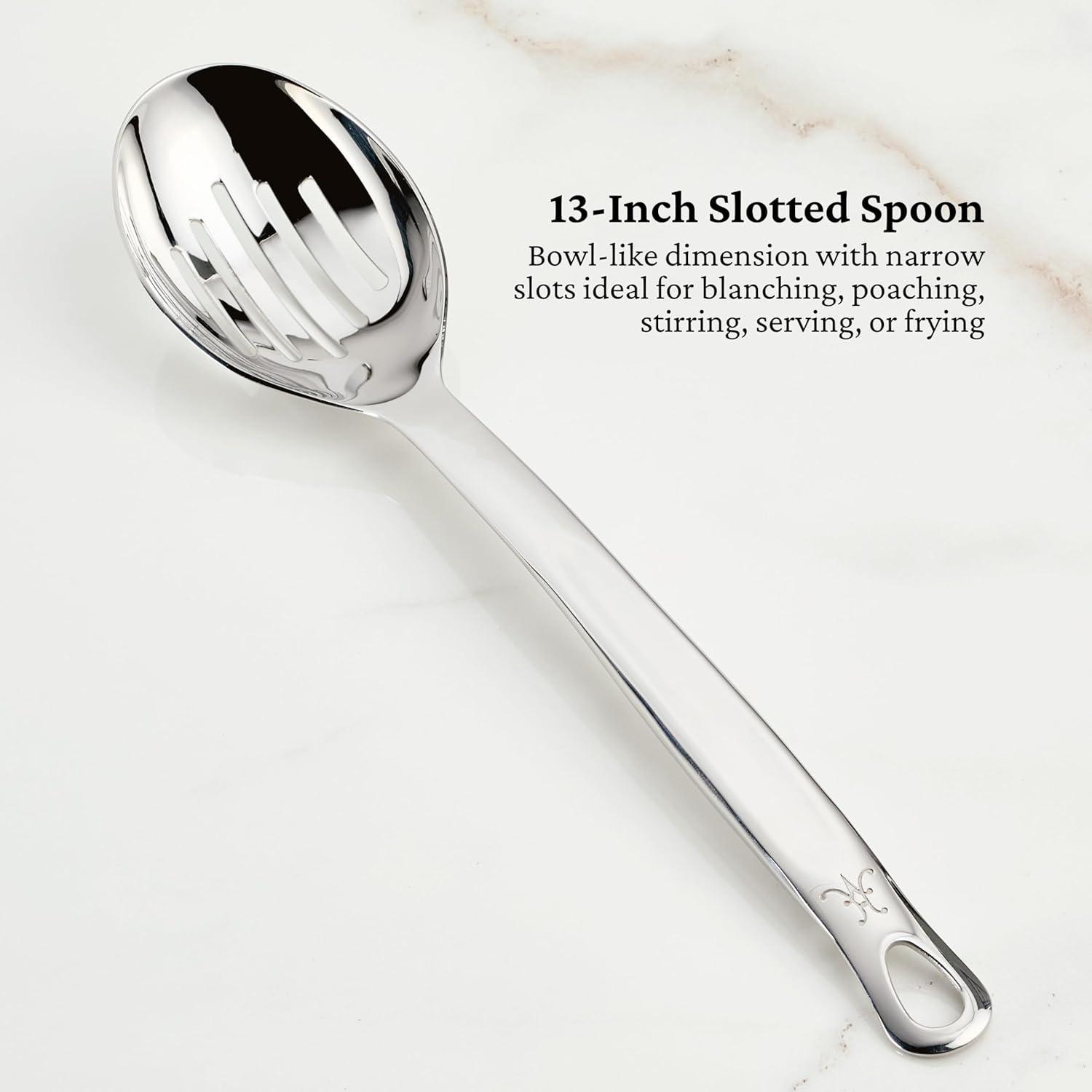 image:imageHestan Provisions Chefs Tools Essential Set 5Piece Stainless Steel Solid Spoon Ladle Pasta Fork TurnerSpatula Fish Spatula5 Piece Set