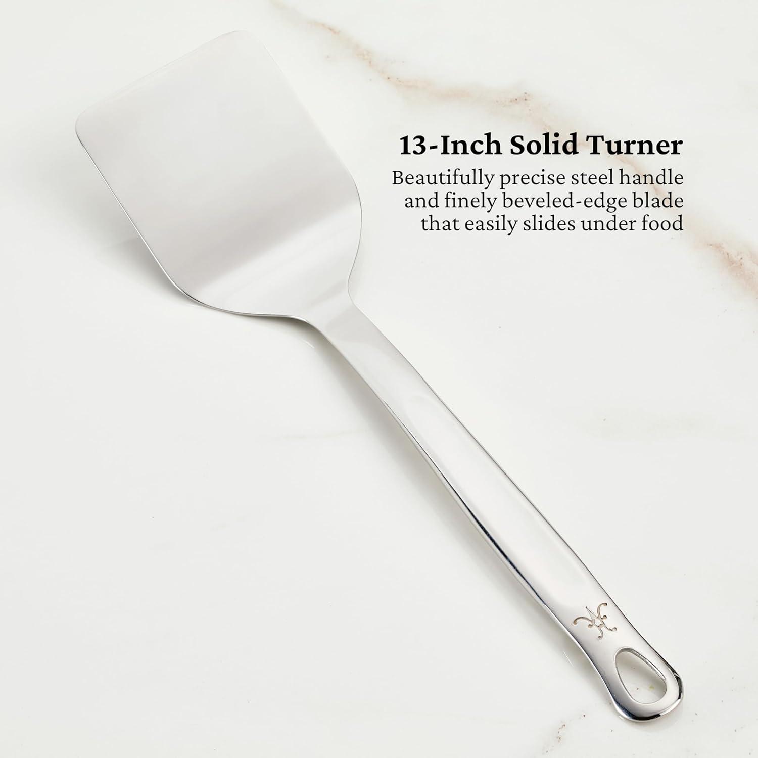 image:imageHestan Provisions Chefs Tools Essential Set 5Piece Stainless Steel Solid Spoon Ladle Pasta Fork TurnerSpatula Fish Spatula5 Piece Set
