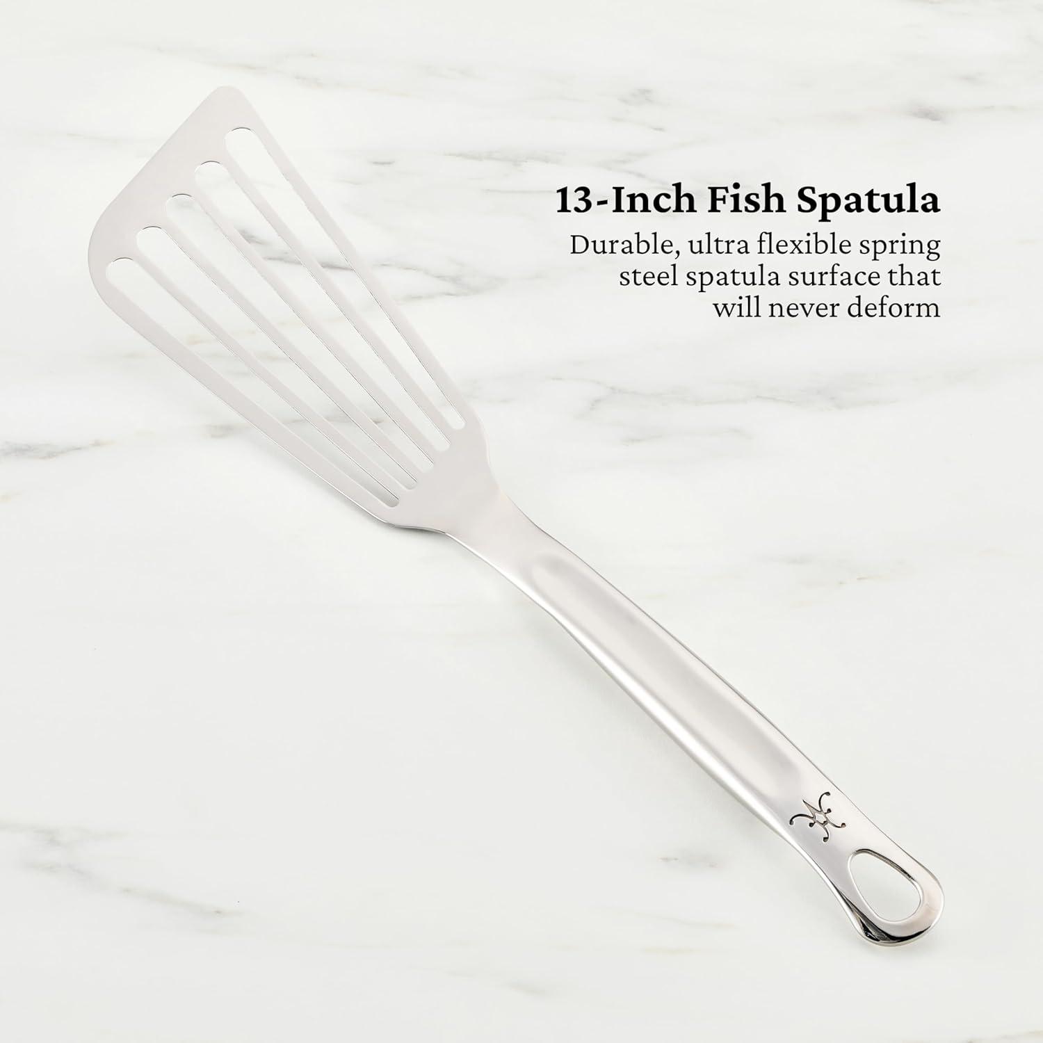 image:imageHestan Provisions Chefs Tools Essential Set 5Piece Stainless Steel Solid Spoon Ladle Pasta Fork TurnerSpatula Fish Spatula5 Piece Set