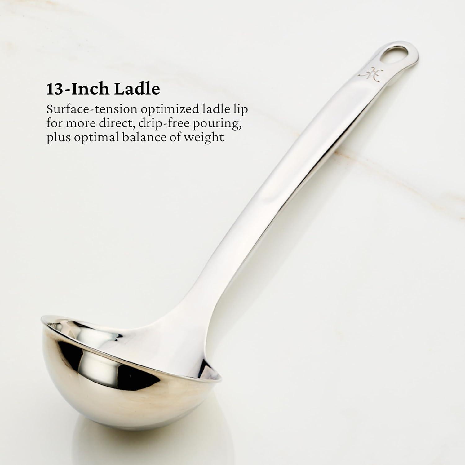 image:imageHestan Provisions Chefs Tools Essential Set 5Piece Stainless Steel Solid Spoon Ladle Pasta Fork TurnerSpatula Fish Spatula5 Piece Set