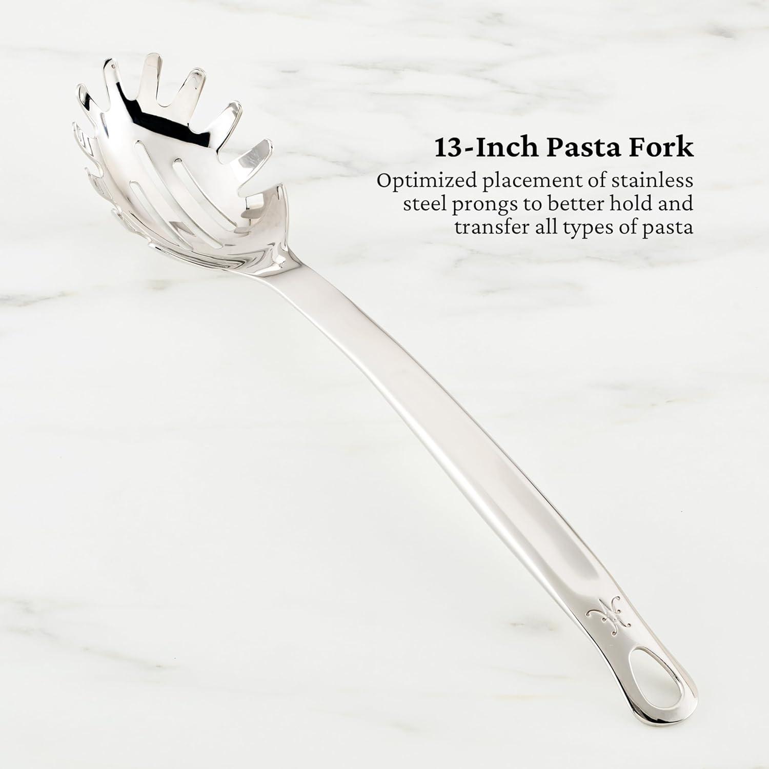 image:imageHestan Provisions Chefs Tools Essential Set 5Piece Stainless Steel Solid Spoon Ladle Pasta Fork TurnerSpatula Fish Spatula5 Piece Set
