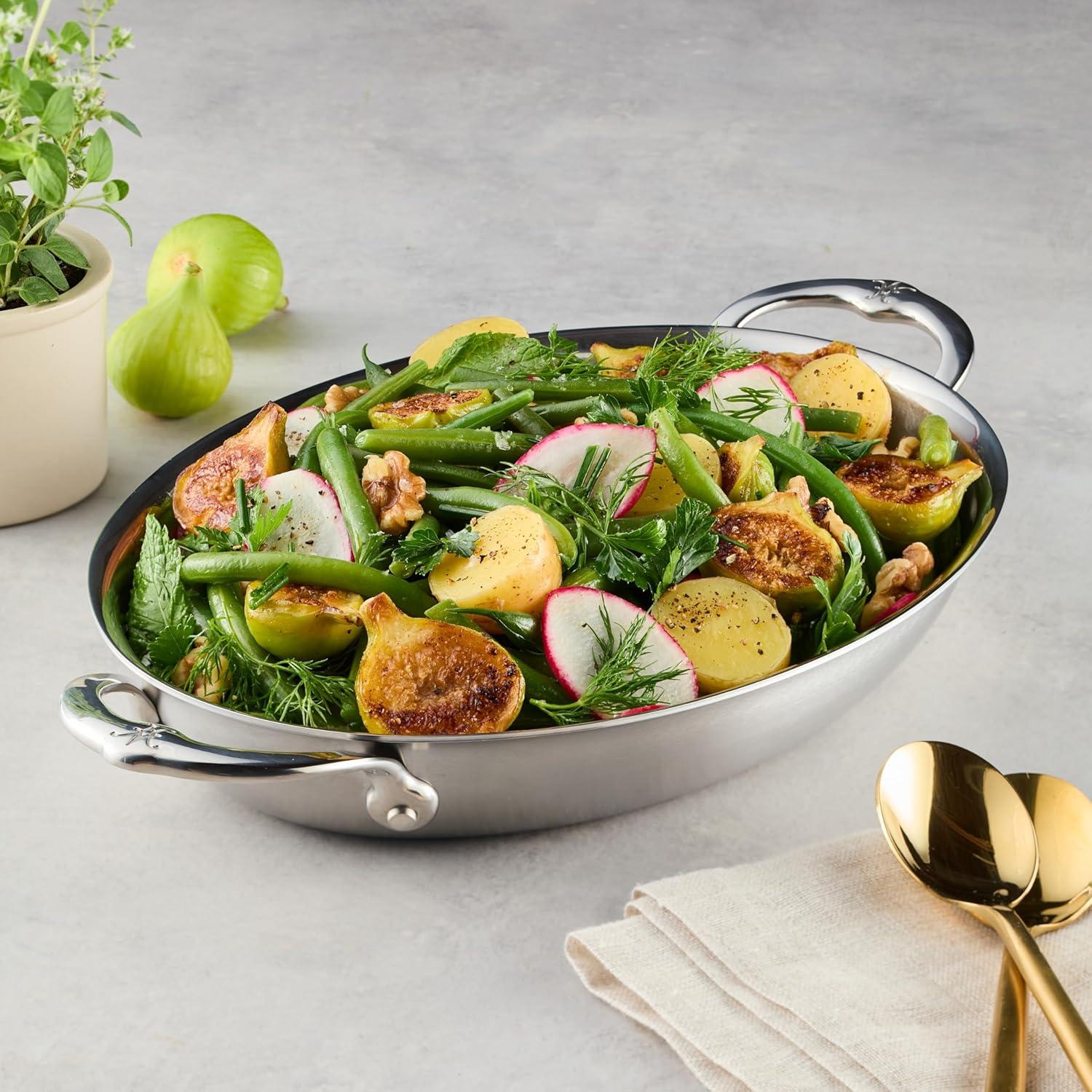 image:imageHestan Provisions Oval Au Gratin Baking Dish 2 Quart Clad Stainless Steel 125 x 9 Inch Oven Safe 600F Kitchen to Table Serving Designed with Thomas Keller