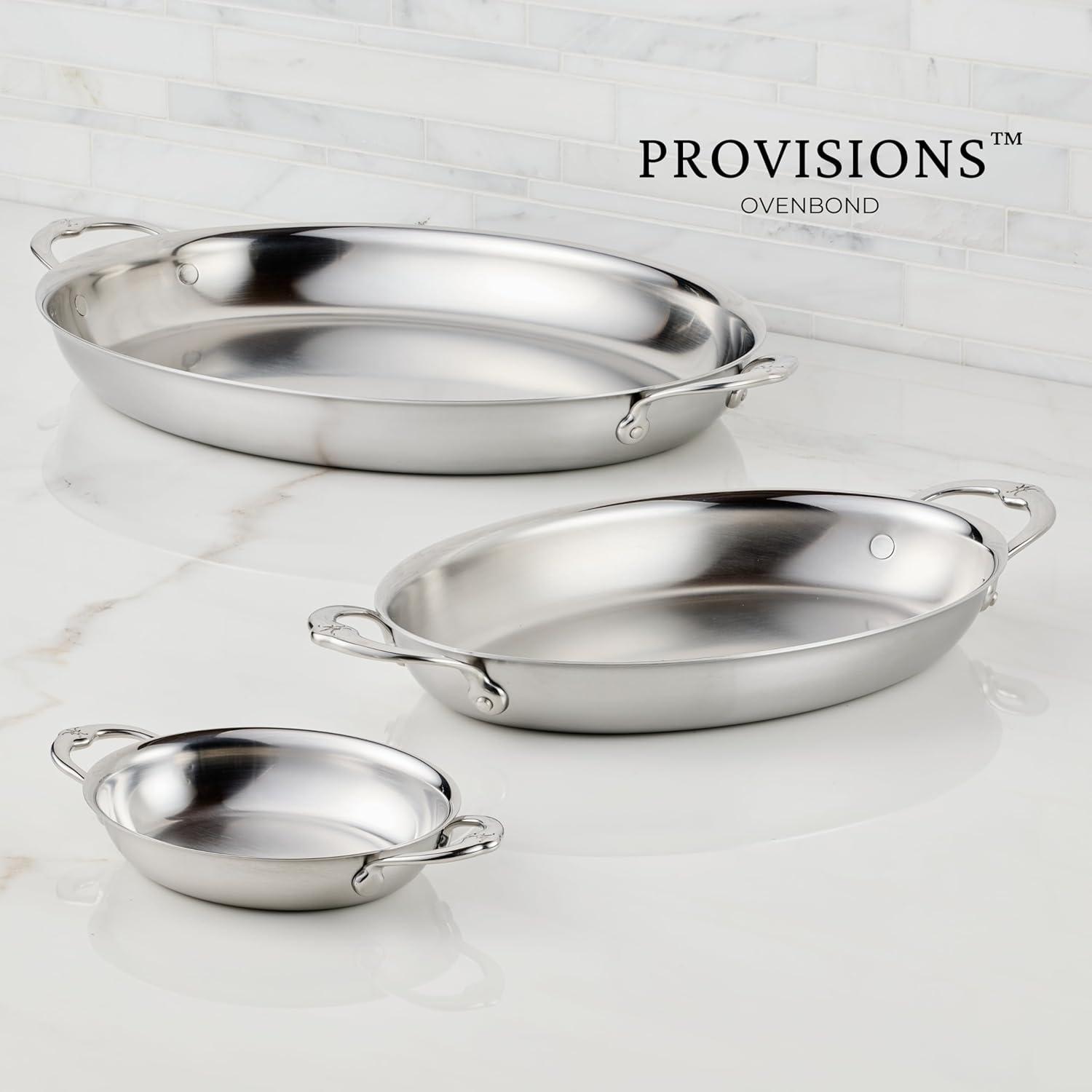 image:imageHestan Provisions Oval Au Gratin Baking Dish 2 Quart Clad Stainless Steel 125 x 9 Inch Oven Safe 600F Kitchen to Table Serving Designed with Thomas Keller