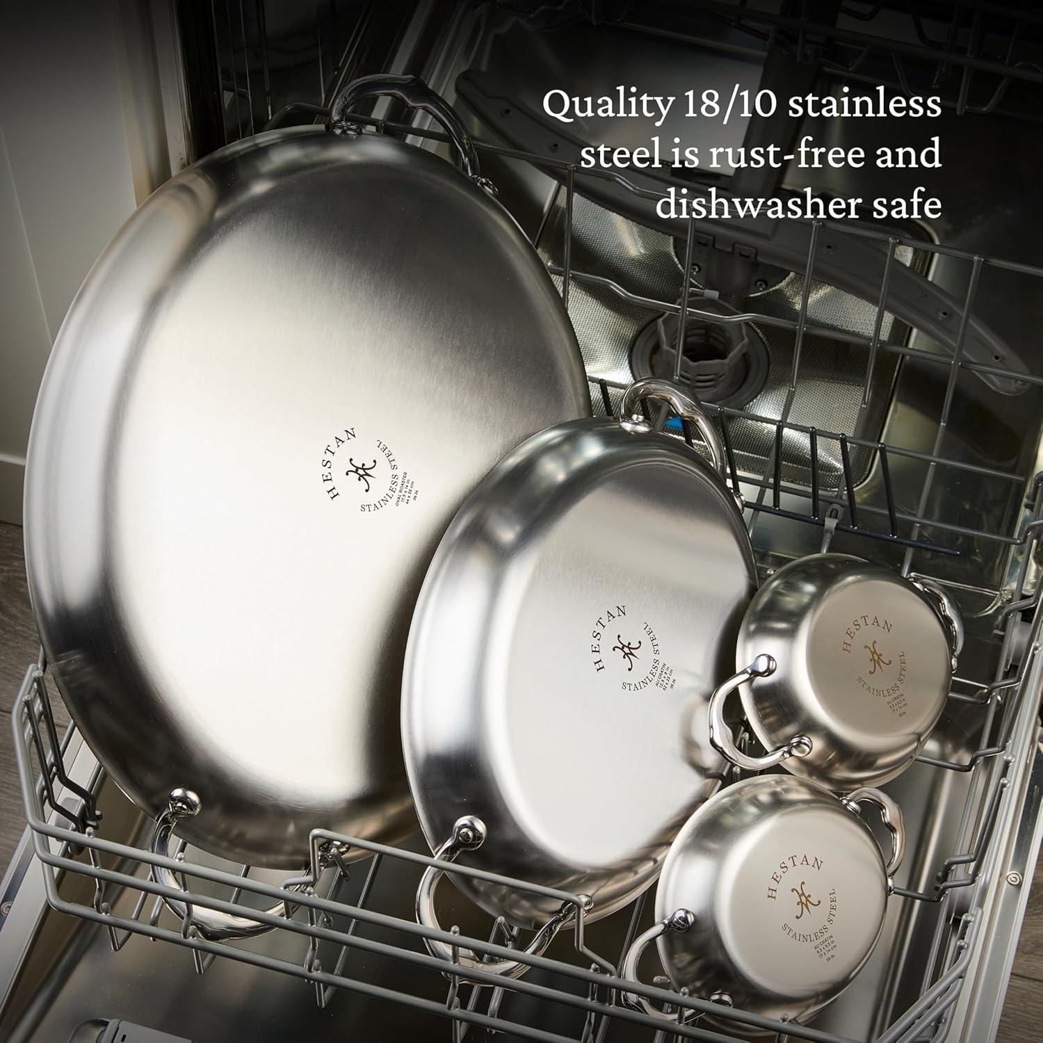 image:imageHestan Provisions Oval Au Gratin Baking Dish 2 Quart Clad Stainless Steel 125 x 9 Inch Oven Safe 600F Kitchen to Table Serving Designed with Thomas Keller