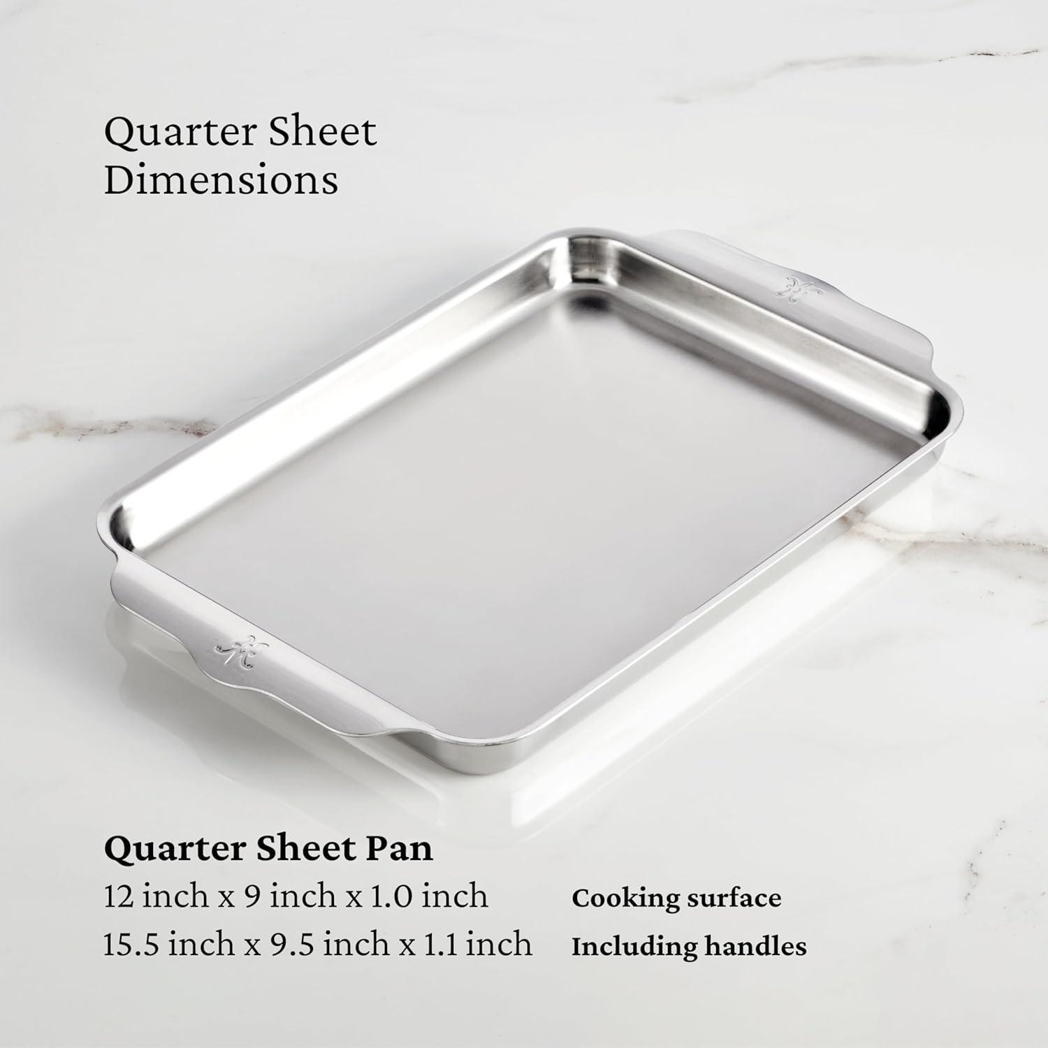 image:imageHestan Provisions OvenBond 3Piece Triply Baking Sheet Set Professional Stainless Steel Bakeware Half amp Quarter Sheets amp Rack3 piece Set Qtr Half sheet