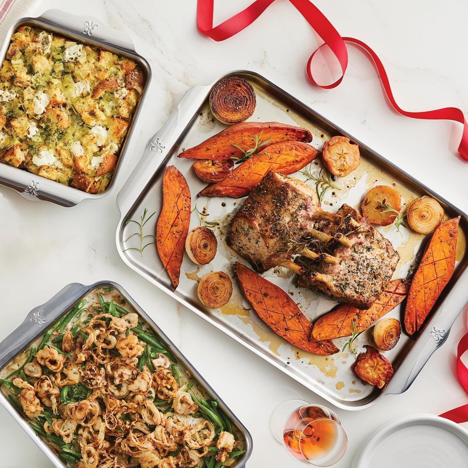 image:imageHestan Provisions OvenBond 3Piece Triply Baking Sheet Set Professional Stainless Steel Bakeware Half amp Quarter Sheets amp Rack5 piece Set