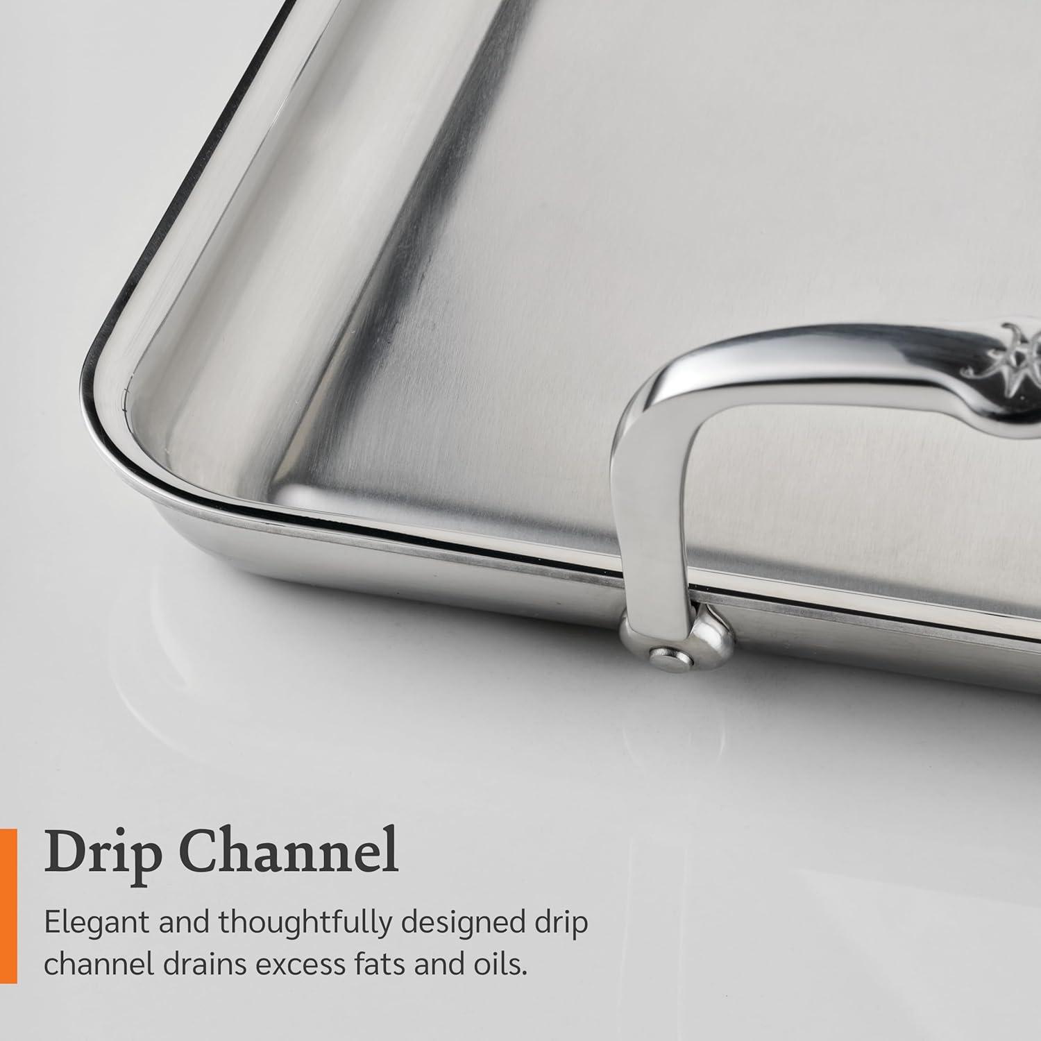 image:imageHestan Provisions TriPly Stainless Steel Double Burner Griddle 21x13Inch with Drip Drain Induction Compatible