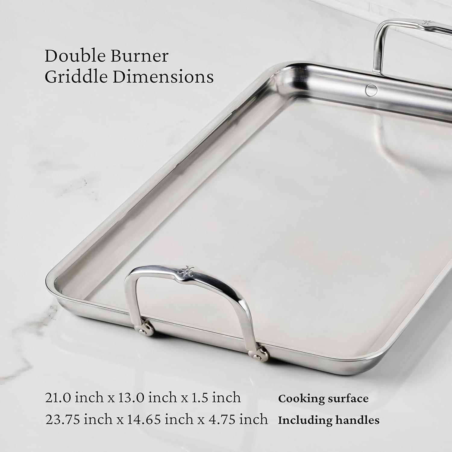 image:imageHestan Provisions TriPly Stainless Steel Double Burner Griddle 21x13Inch with Drip Drain Induction Compatible