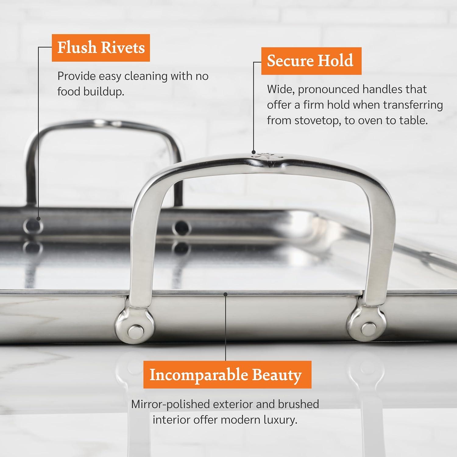 image:imageHestan Provisions TriPly Stainless Steel Double Burner Griddle 21x13Inch with Drip Drain Induction Compatible