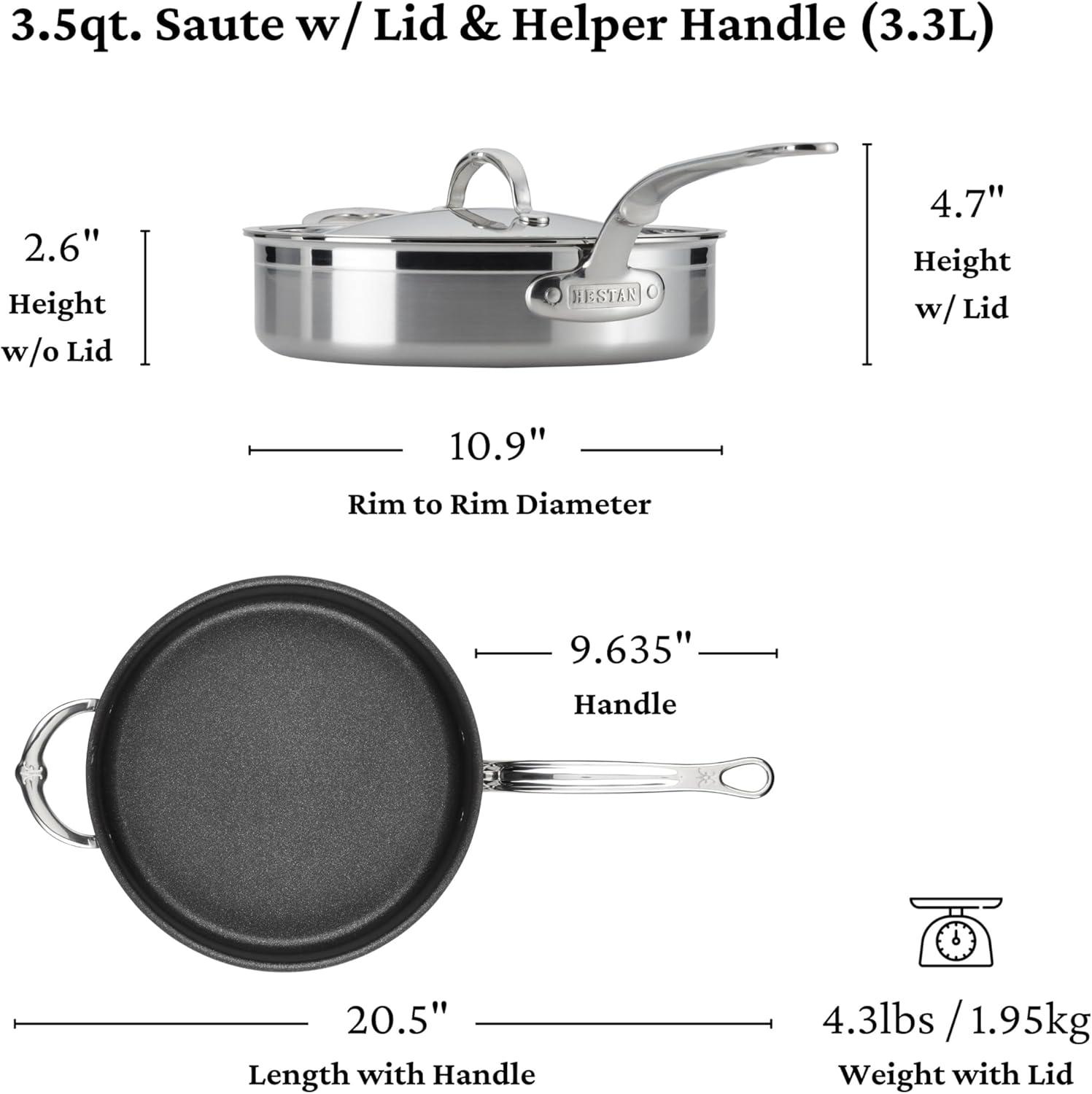 image:imageProBond Forged 35Quart Professional Clad Stainless Steel Saut Pan with Lid35 Qt