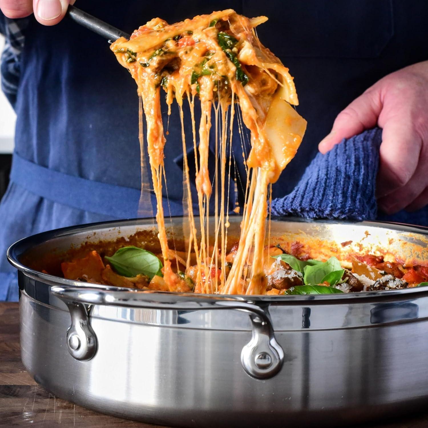 image:imageProBond Forged 35Quart Professional Clad Stainless Steel Saut Pan with Lid35 Qt