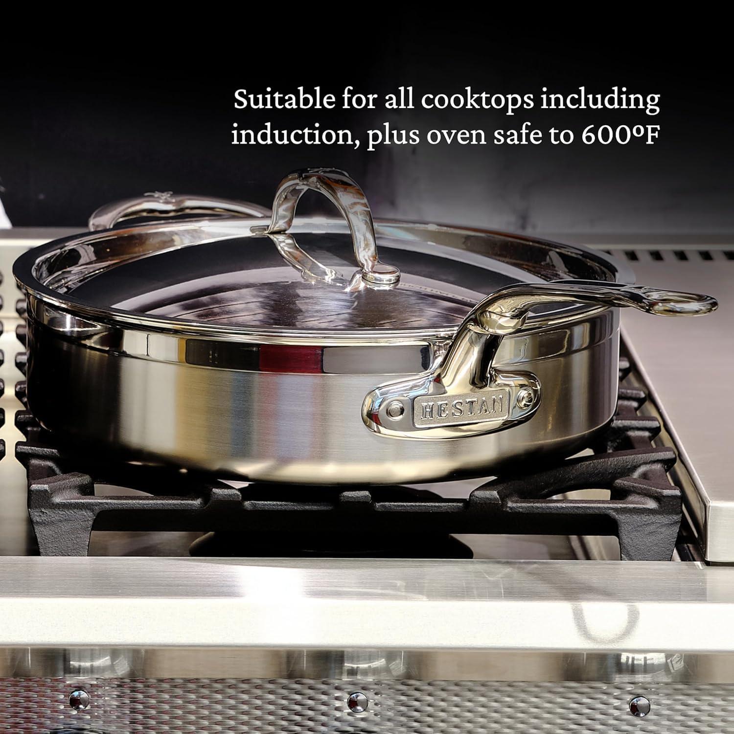 image:imageProBond Forged 35Quart Professional Clad Stainless Steel Saut Pan with Lid5 Qt