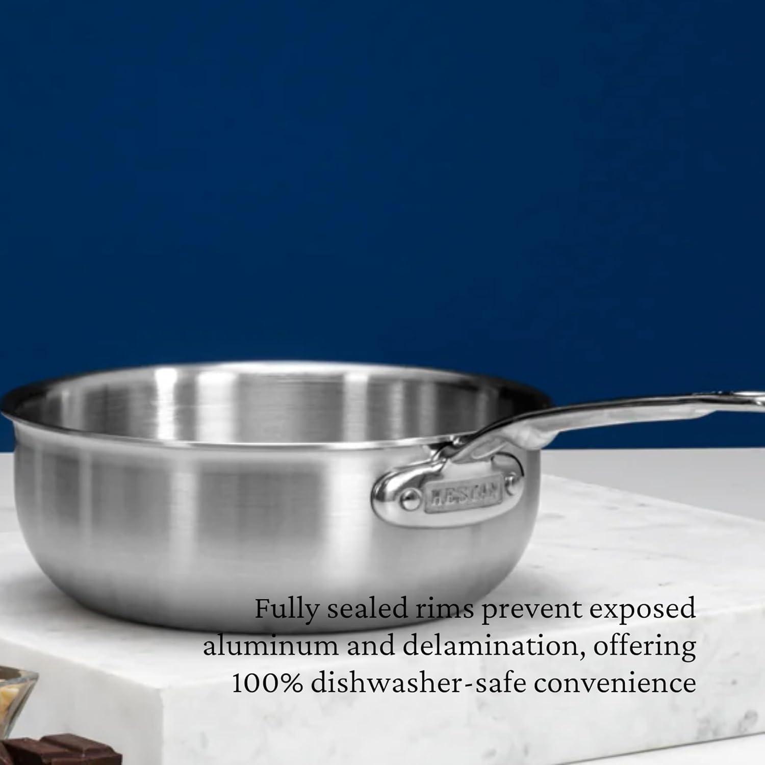 image:imageThomas Keller Insignia by Hestan 2 Quart Saucier Pan with Lid Commercial Clad Stainless Steel Induction Compatible Oven Safe Professional Cookware