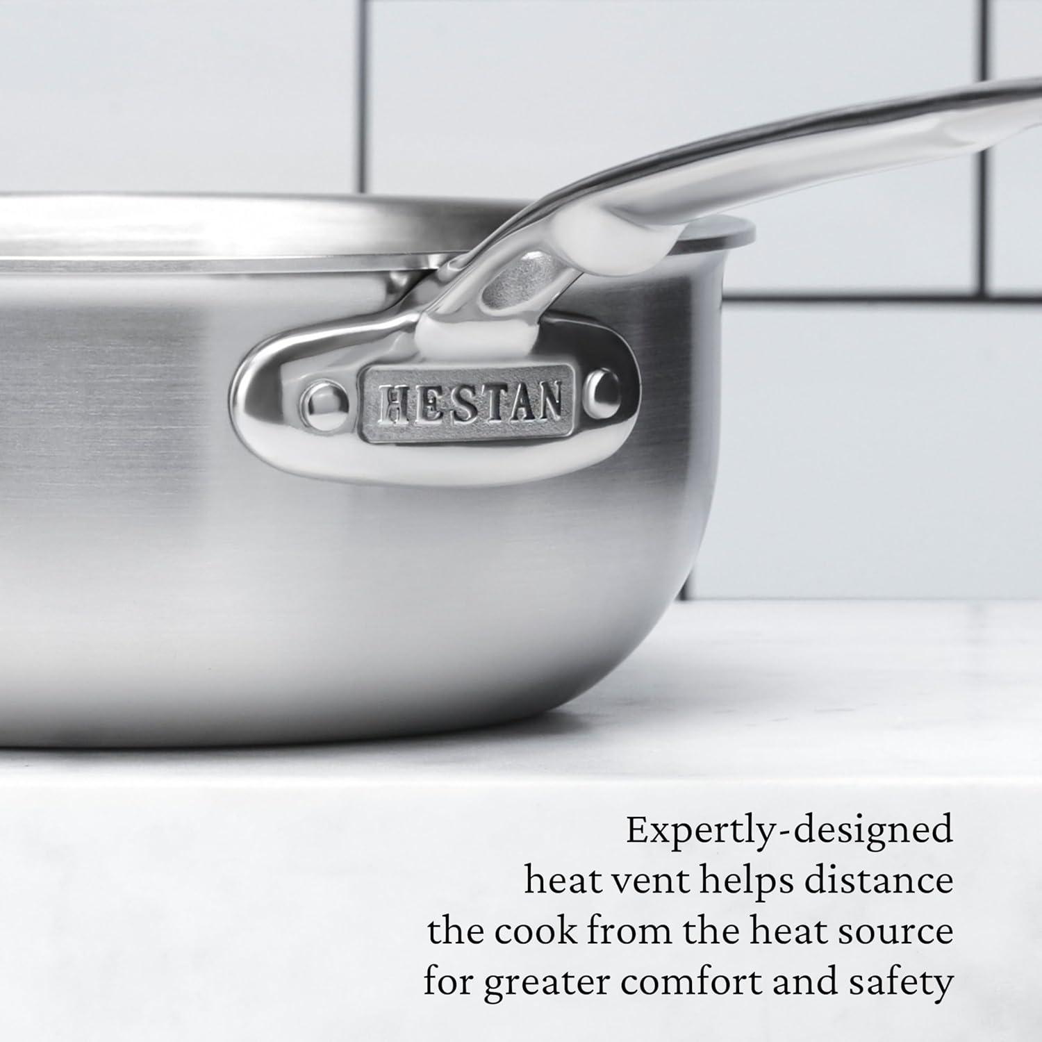 image:imageThomas Keller Insignia by Hestan 2 Quart Saucier Pan with Lid Commercial Clad Stainless Steel Induction Compatible Oven Safe Professional Cookware