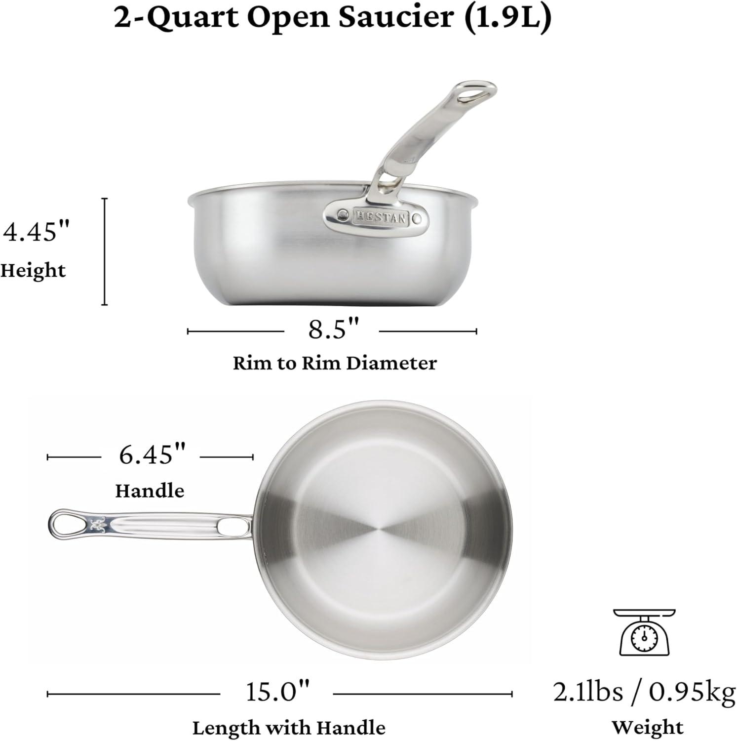 image:imageThomas Keller Insignia by Hestan 2 Quart Saucier Pan with Lid Commercial Clad Stainless Steel Induction Compatible Oven Safe Professional Cookware