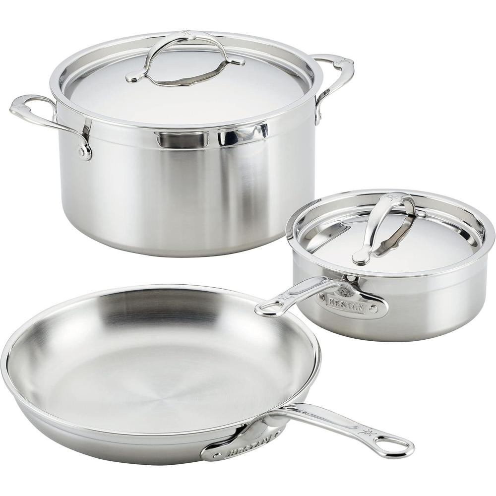 image:imageHestan ProBond Collection Professional Clad Stainless Steel 10Piece Ultimate Cookware Set Induction Cooktop Compatible5 Piece