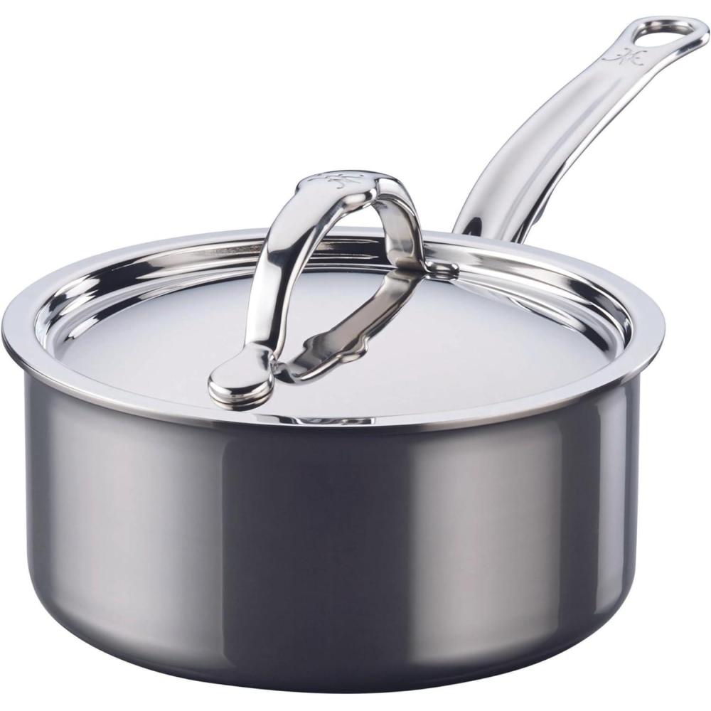 image:imageHestan NanoBond Molecular Titanium Saucepan with Lid 15Quart PFASFree Stainless Steel 4x Stronger 1050F Oven Safe Induction Compatible Handcrafted Italy