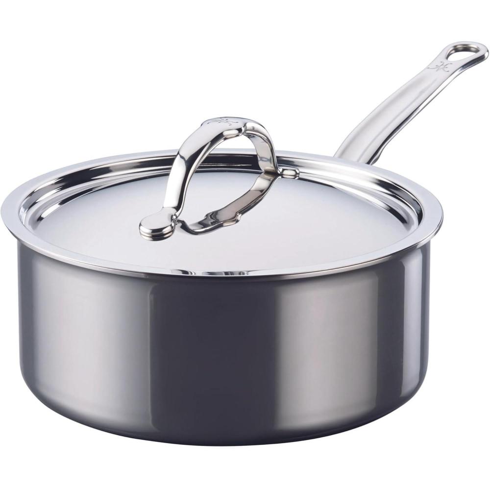 image:imageHestan NanoBond Molecular Titanium Saucepan with Lid 3Quart PFASFree Stainless Steel 4x Stronger 1050F Oven Safe Induction Compatible Handcrafted Italy
