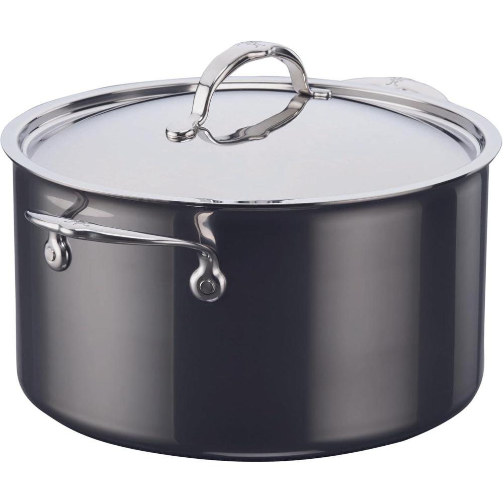 image:imageHestan NanoBond Molecular Titanium Stock Pot with Lid 8Quart PFASFree Stainless Steel 4x Stronger 1050F Oven Safe Induction Compatible Handcrafted Italy