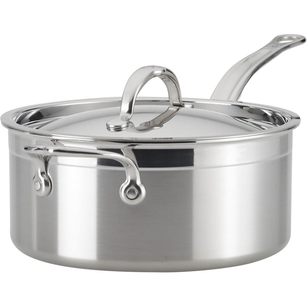image:imageHestan ProBond Forged Professional Clad Stainless Steel Sauce Pan with Helper Handle 4 Quart Induction Compatible