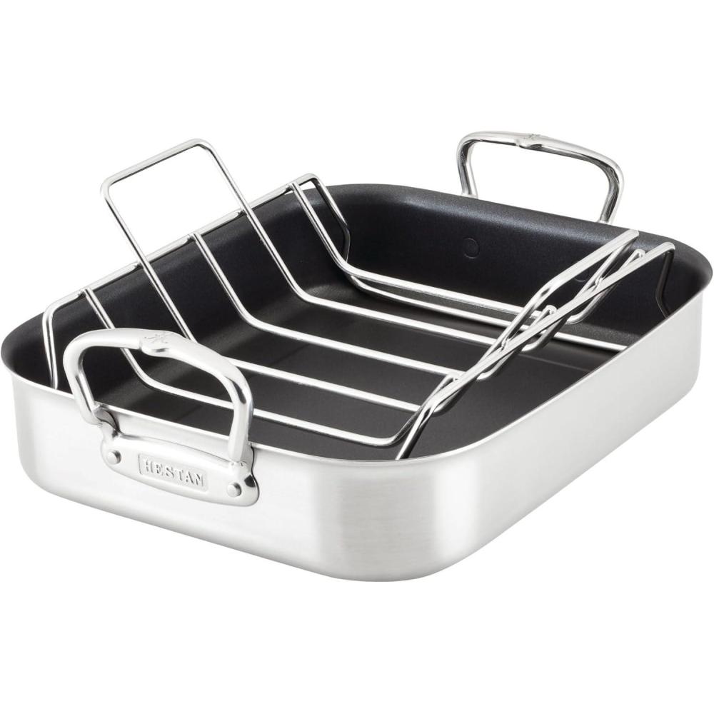 image:imageHestan Provisions 165 Classic Clad Roaster with Stainless Steel RackNonstick Roaster 145inch