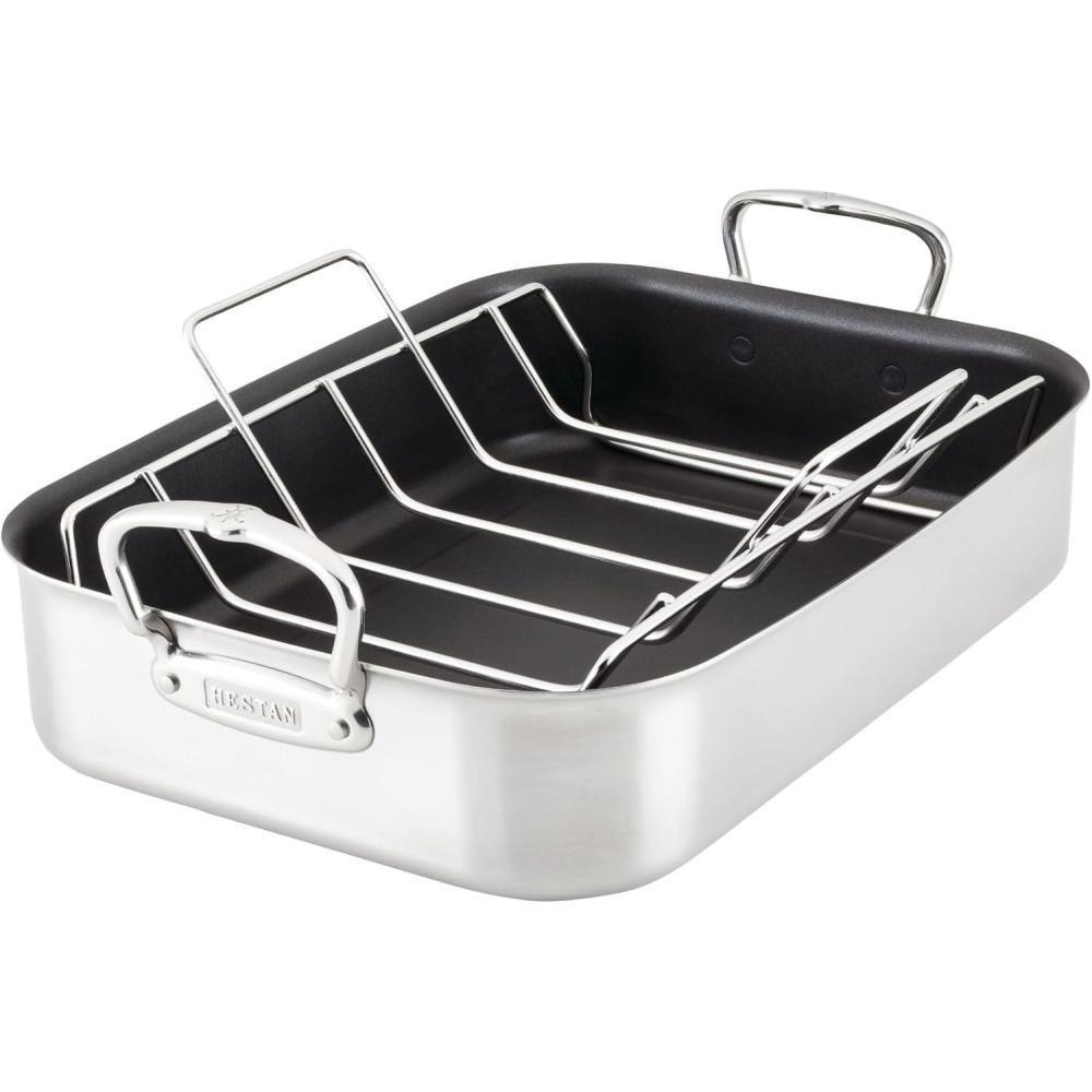 image:imageHestan Provisions 165 Classic Clad Roaster with Stainless Steel RackNonstick Roaster 165inch