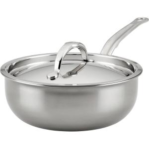 image:imageHestan  NanoBond Collection  Titanium Stainless Steel Saucier Pan with Lid Induction Cooktop Compatible 2Quart