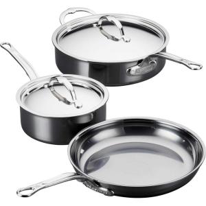 image:imageHestan NanoBond Molecular Titanium 5Piece Cookware Set  PFASFree Stainless Steel 4x Stronger 1050F Safe Induction Compatible Handcrafted Italy