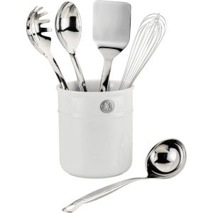 image:imageHestan Provisions Chefs Tools Essential Set 5Piece Stainless Steel Solid Spoon Ladle Pasta Fork TurnerSpatula Fish Spatula6 Piece Set w Bain Marie