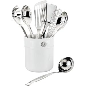 image:imageHestan Provisions Chefs Tools Essential Set 5Piece Stainless Steel Solid Spoon Ladle Pasta Fork TurnerSpatula Fish Spatula8 Piece Set w Bain Marie