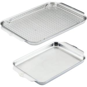 image:imageHestan Provisions OvenBond  3Piece Triply Baking Sheet Set Professional Stainless Steel Bakeware Half amp Quarter Sheets amp Rack3 piece Set Qtr  Half sheet