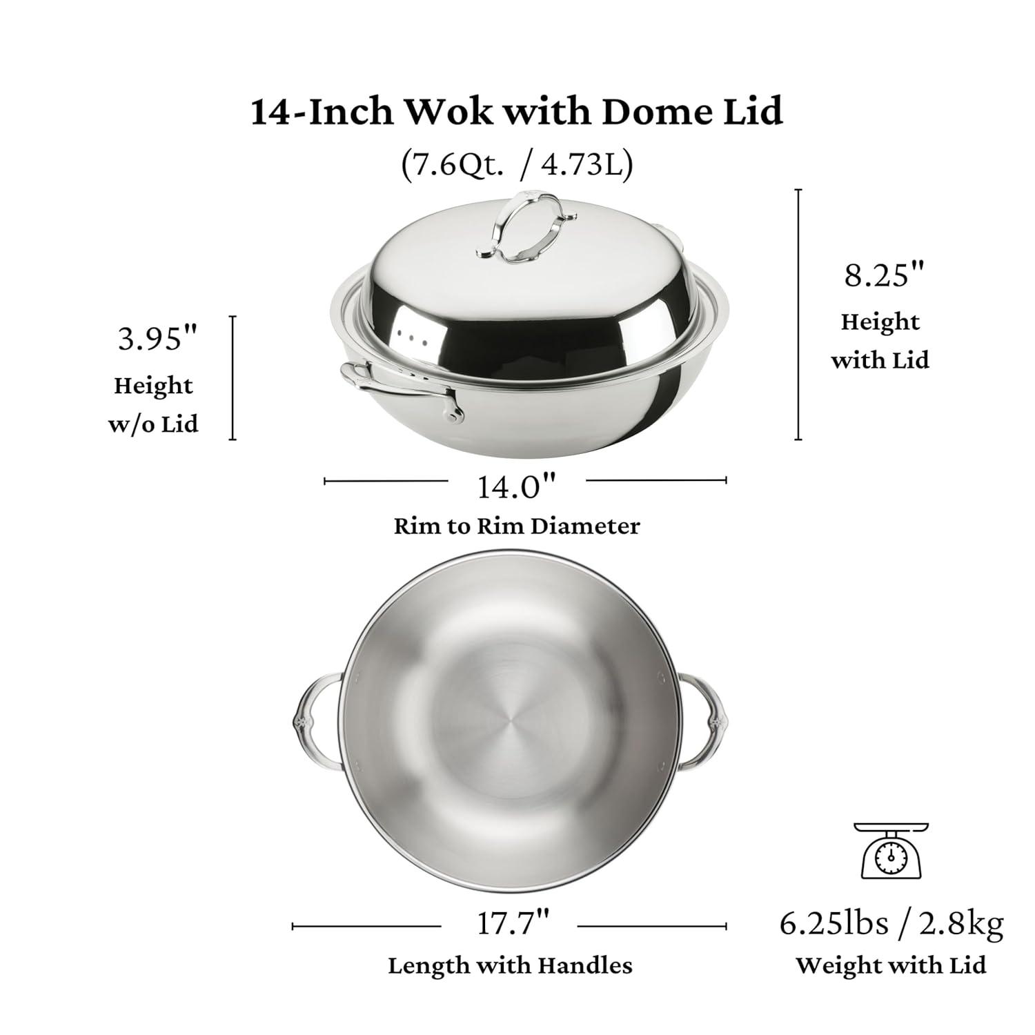 image:imageProBond Luxe 75Quart Professional Clad Stainless Steel 14 Wok with Dome Lid